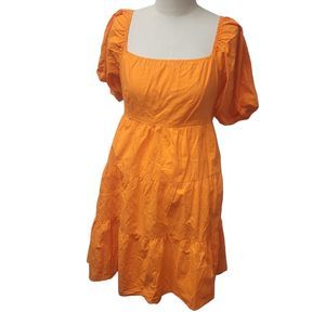 Sim & Sam Orange Cotton Ruffle Dress Size Medium New With Tag